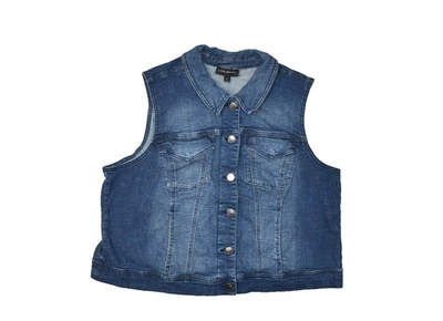 Chaleco de mezclilla azul con botones Lane Bryant talla grande 22 con bolsillos mezcla de algodón Foto 1 de 4