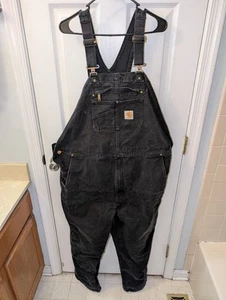 Carhartt Salopette Uomo 14806 Bavaglino Anatra Nero Doppio Ginocchio 46x32 - Foto 1 di 12