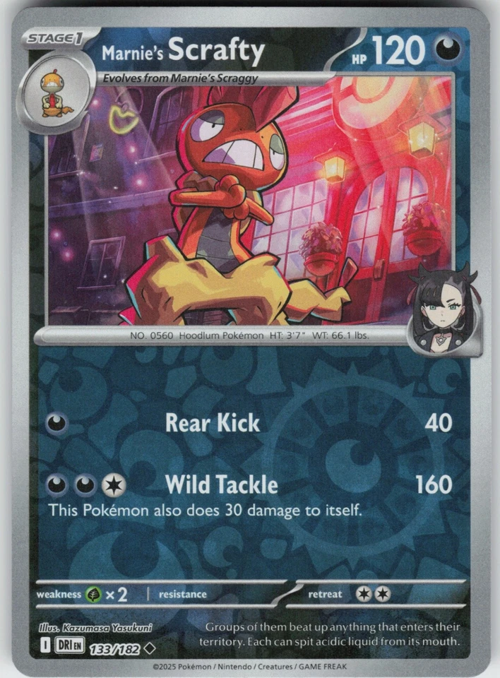 PO-01 Reverse Holo Marnie's Scrafty 133/182 Uncommon SV10: Destined Rivals - Image 1 of 1
