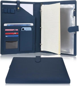 Cartella per Documenti in Pelle A4, Raccoglitore Ad Anelli Rimovibile Con Portab - Foto 1 di 7