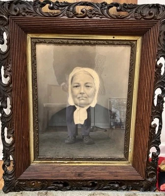 Fotografia de retrato antiga da era da Guerra Civil e moldura de carvalho 32”L X 27”W - Imagem 1 de 4