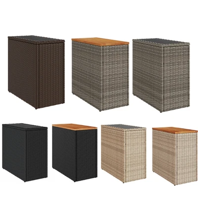 Garten-Beistelltisch Gartentisch Balkontisch Tisch mit Glasplatte Poly Rattan - Bild 1 von 4