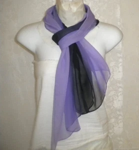 Oversize seidig langer Schal schwarz & lila gemischte Farben Polyester Chiffon Box * 14 - Bild 1 von 5