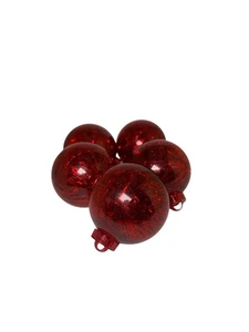 Set of 5 Christmas Bauble Plastic Red Ball - Picture 1 of 6