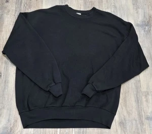  JERZEES by RUSSELL VTG 90s Y2K Blank Black Crewneck Sweatshirt XL MADE USA - Picture 1 of 7