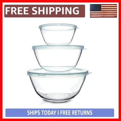 Moderno juego de tazones mezcladores de 3 piezas con tapas - perfecto para hornear, cocinar y preparar alimentos Foto 1 de 4