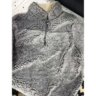 Sudadera Pullover GreenTea Gris Sherpa Polar Cuarto Cremallera XXL Foto 1 de 4