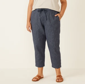 J. Jill | Love Linen Pants Women’s Large Blue Striped Drawstring Crop Casual - Picture 1 of 12