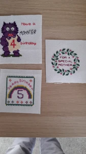 2 Birthday and 1 Mother Cross Stitch Card Toppers - Imagen 1 de 4