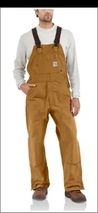NWT Carhartt FR Flame Resistant Duck Bib Overall Unlined 44x30 HRC 2 FRR45 BRN - Picture 1 of 8