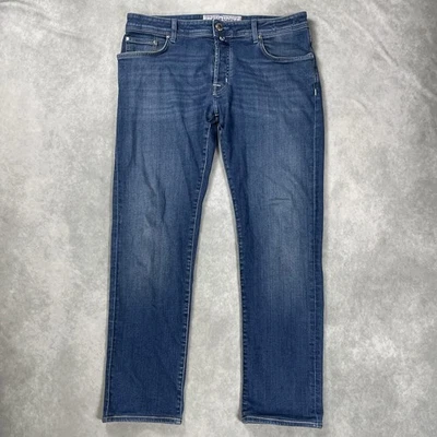 Jacob Cohen Men's Jeans Rare Luxury Handmade Tailored Button Fly Blue 36x31 - Image 1 of 4