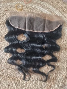 13X4 BODY WAVE LACE FRONTAL 18INCH BRAZILAN EAR TO EAR JET BLACK COLOUR 1# 12AA - Picture 1 of 4