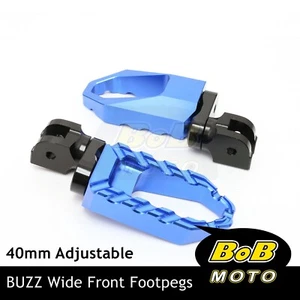 BUZZ 40mm Lower BLUE Front Wide Footpegs For Kawasaki Z1000 03-13 12 11 10 09 08 - Picture 1 of 7