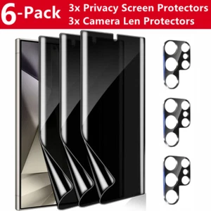 Privacy Hydrogel Screen Protector Camera Protector for Samsung S25 Ultra Plus 24 - Picture 1 of 13