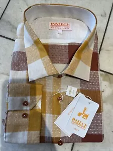 NWT INSERCH Mens Long Sleeve New Multi Color Plaid Shirt 100% Linen Size 6XL - Picture 1 of 9