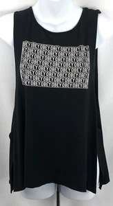 Obey Logo Tank Top L Blk Open Slit Sides Sleeveless Stretch Beach Workout Gym - Picture 1 of 5