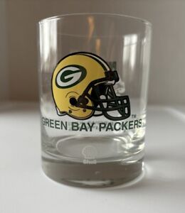 Green Bay Packers promotional cocktail glass by Shell oil etched Super Bowl XXI