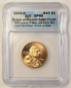 2005-D Sacagawea Dollar ICG SP-69 A First Strike Coin Satin Finish #719 - Picture 1 of 2