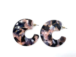 Pendientes mujer aros rosas y negros nuevo accesorios complementos bisuteria - Imagen 1 de 2