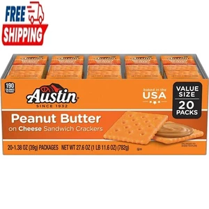 Peanut Butter on Cheese Sandwich Crackers, Single Serve Snack Crackers, 20 Count - Picture 1 of 4