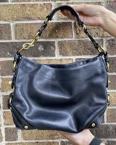 Coach Leather Carly Purse Duffle Sac Bag Handbag M0793- 10615 Black - Picture 1 of 12