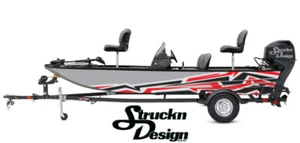 Gray Red Black Angled Zig-Zag Stripes Graphic Wrap Boat Fish Decal US Vinyl - Picture 1 of 1