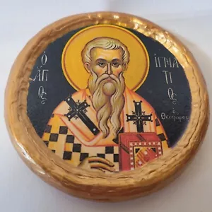 Ignatius Ignatios katholische & byzantinisch griechisch-orthodoxe runde Ikone - Bild 1 von 3