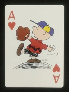 Hoyle Peanuts 50 Celebration Playing Card Charlie Brown Ace Hearts - Picture 1 of 2
