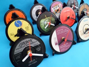 Vinyl Record DESK CLOCKS each made from Upcycled Original SINGLES  LIST M 4" Dia - Picture 1 of 48
