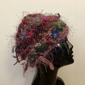 “Wiggies” Handmade Crocheted Winter Hat Exotic Wool & Natural Fiber Yarns. #0060 - Picture 1 of 7