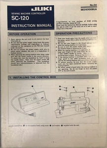 JUKI SC-120 SEWING MACHINE CONTROLLER INSTRUCTION MANUAL BOOK *FREE SHIPPING* - Picture 1 of 4