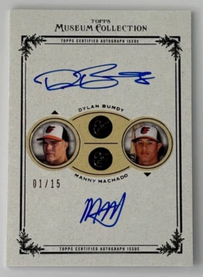 MANNY MACHADO 01/15 DOBLE AUTO DYLAN BUNDY 2013 MUSEO TOPPS Baltimore Orioles Foto 1 de 2