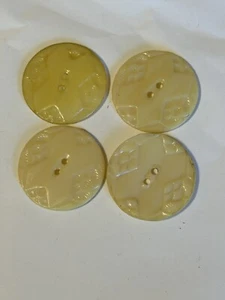 Vintage 1950s 60s Coat Buttons, Set of  4 Yellow-cream thin - Picture 1 of 5
