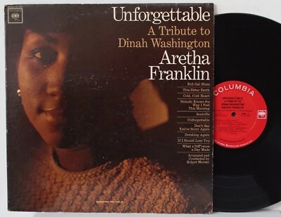 Aretha Franklin LP “Unforgettable: A Tribute To Dinah Washington” Columbia Mono - Image 1 of 2