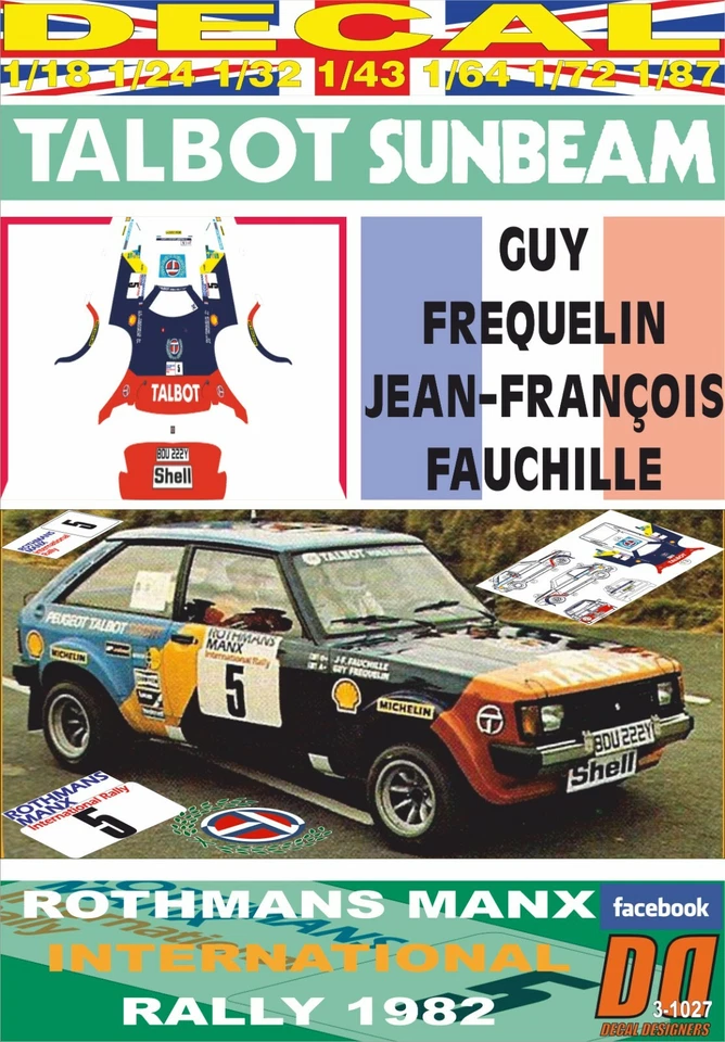 DECAL TALBOT SUNBEAM LOTUS G.FREQUELIN MANX R. 1982 DnF (04) - Immagine 1 di 1