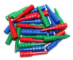 Neu Set 30 Birkenholz Cribbage Heringe - Versand mit Sendungsverfolgung - grün rot blau - Bild 1 von 1