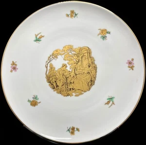 BELLEZA VINTAGE BAVIERA SCHUMANN ARZBERG PLACA DECORATIVA DORADA 10.6" c1960 v/g - Imagen 1 de 4