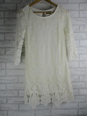 Dotti womens pencil dress 10 white floral lace Cotton Nylon - image 1 of 4