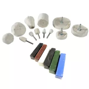 18PC METAL CLEANING BUFFING WHEELS POLISHING MOPS & COMPOUND KIT FOR DRILLS - Picture 1 of 3