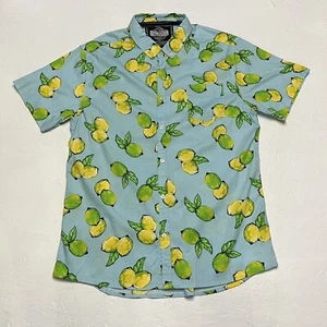 FIVE POINT INDUSTRIAL NYC Blue With Lemons Mens XL Tropical Shirt Slim Fit Flex - Picture 1 of 8