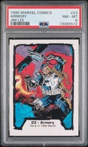 1990 COMIC IMAGES MARVEL JIM LEE ARMORY PUNISHER #23 PSA 8, POP 1, 2 HIGHER