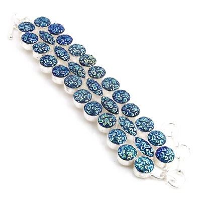 Pulsera Shell Druzy Hecha a Mano Piedras Preciosas Moda Joyería Talla 8 "pulgadas PARA0195 Foto 1 de 4