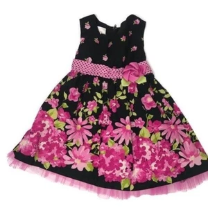 Bonnie baby floral belted dress with tulle fit and flare summer sundress 12m - Picture 1 of 4