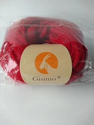 Hilo Gisimo 100% Lana Merino - Rojo Grueso Wt - 50 gramos - NUEVA Madeja Foto 1 de 2