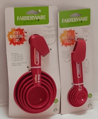 Farberware Red Measuring Cup & Spoons Set Including (Bonus Coffee Scoop)-NEW - Image 1 of 4