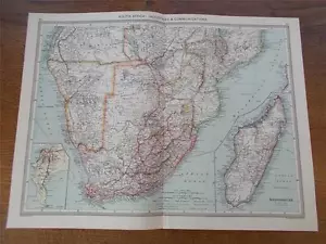 More details for antique c1904 colour map of south africa industries &amp; communications harmsworth