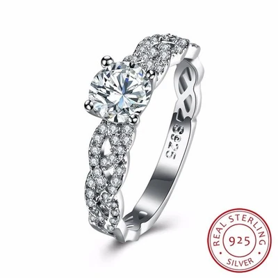 AUKTION Damen Cluster Silberring 925er Sterling Silber Zirkonia AAA 1,96 ct 18 K - Bild 1 von 4