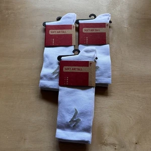 3 Paris of Specialized Soft Air Road Tall Socken Gr. XL WWHITE mit grauem Logo NEU - Bild 1 von 3