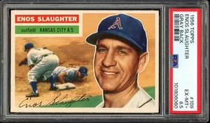 1956 Topps #109 Enos Slaughter Gray Back HOF Kansas City A's PSA 6.5 EX-MT+ - Picture 1 of 2