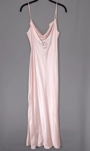 VICTORIA’S SECRET Vintage 100% SILK Charmeuse Maxi Slip Dress MEDIUM Blush Pink - Picture 1 of 10